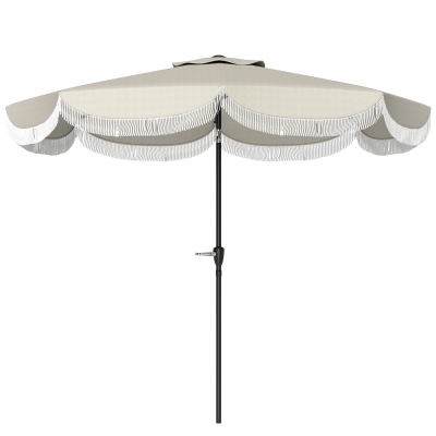 Outsunny Parasol Rond 2.7m Inclinable Métal Polyester UV30+ Gris