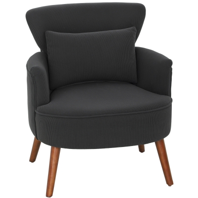 HOMCOM Retro Corduroy Accent Chair - Black