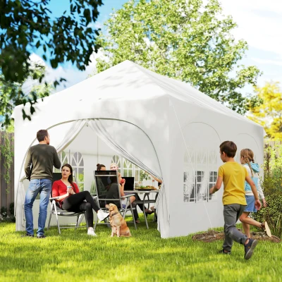 Outsunny Carpa Plegable 6x3 m Pop-up con 4 Laterales Desmontables Altura Ajustable y Bolsa de Transporte Gris Claro
