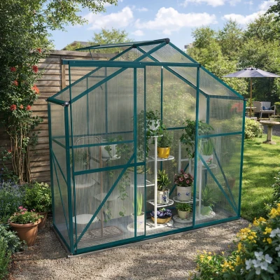Outsunny Walk-In Greenhouse Polycarbonate 6x2.5ft Green