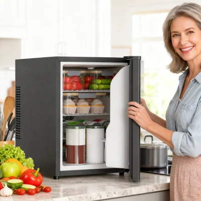 HOMCOM Mini-frigorífico 44 L/46 latas Frigorífico pequeno com termóstato ajustável 43 x 51 x 51,3 cm, Preto