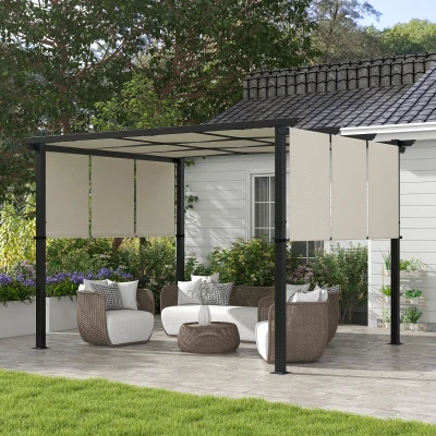 Outsunny Toldo proteção solar. Pérgola, resistente às intempéries,  incl. material de fixação, 3 x 3,5 m, Bege
