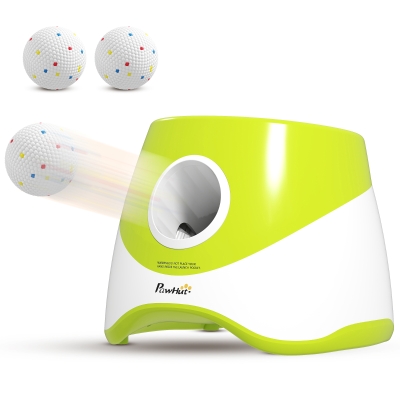 PawHut Automatische Ballenwerper Interactieve Ballenwerpmachine met 3 ballen 3 afstanden 6 m/10 m/14 m voor kleine, middelgrote honden Groen