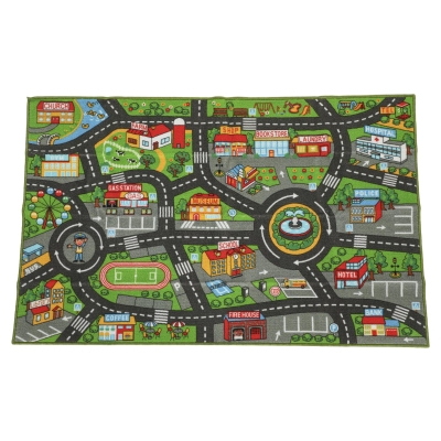 AIYAPLAY Tapete Infantil Estrada de Cidade 160x100 cm Tapete Educativo Antiderrapante para Engatinhar e Brincar com Carros Multicor