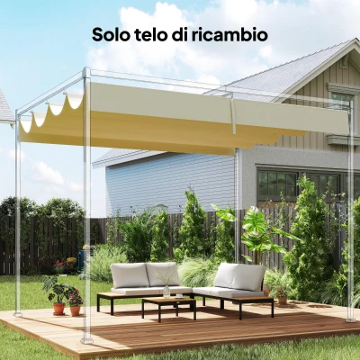 Outsunny Telo Pergola in Poliestere Beige UV30+ con 8 Fori