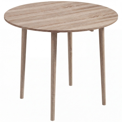 HOMCOM Folding Round Drop Leaf Dining Table Natural