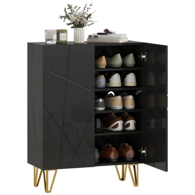 HOMCOM Zapatero de Entrada Recibidor con Estantes Ajustables Cierre Suave para 15-20 Pares de Zapatos 72x31,5x95 cm Negro