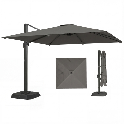 Outsunny Parasol Déporté 3x3m Gris Foncé Extérieur Jardin