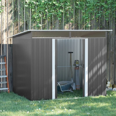 Outsunny Metal Storage Shed Grey 8.5x6ft with Ventilation