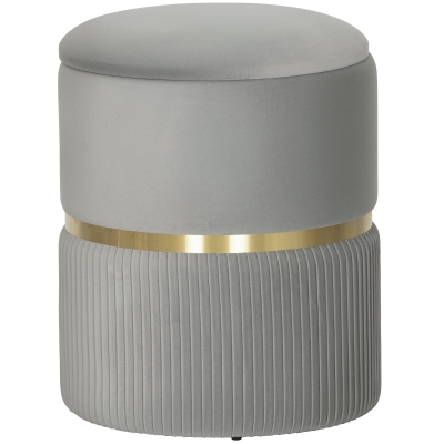 HOMCOM Pouf contenitore 36cm x 36cm x 44cm grigio chiaro