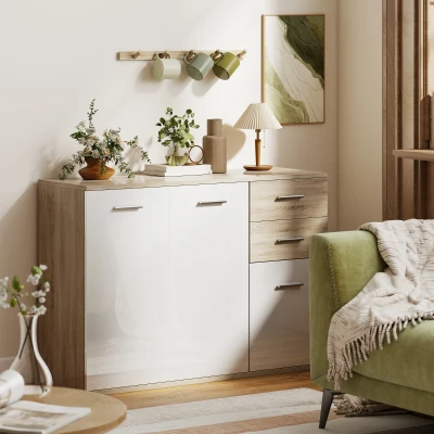 HOMCOM Credenza Moderna con 3 Armadietti 2 Cassetti color Legno