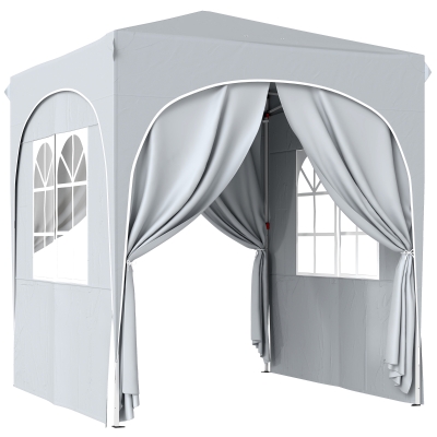 Outsunny Toldo de Jardim 2x2 m Aparecer Tenda Dobrável Altura Ajustável Proteção UV50+ 4 Paredes Laterais Saco Cinza Claro