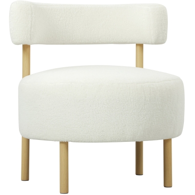 HOMCOM Fauteuil Lounge Relax Sherpa Blanc Pieds Métal Bois