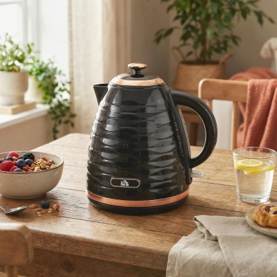 HOMCOM Chaleira elétrica, 1,7L, 2,2kW, função de aquecimento rápido com filtro anti-calcário removível e lavável