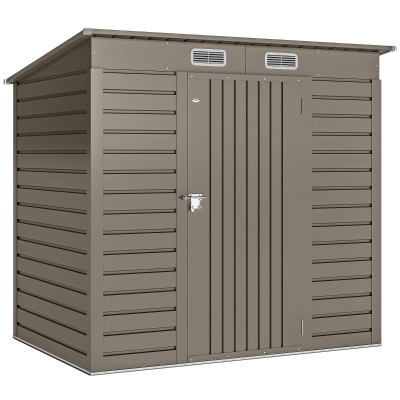 Outsunny Metal Garden Shed Locking Door Grey 4x6ft