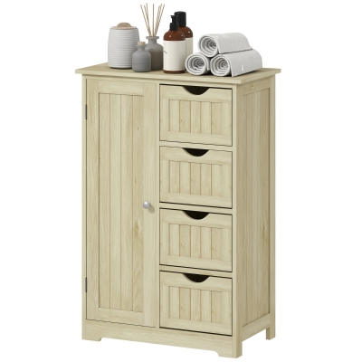 kleankin Armoire Salle de Bain Moderne Bois 4 Tiroirs 56x30x83 cm