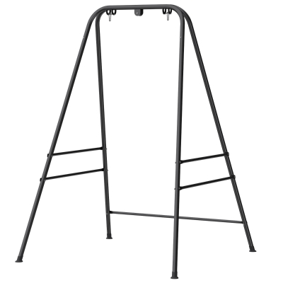 Outsunny Support Hamac 183cm Acier Noir Patins Antidérapants