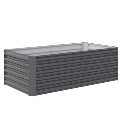 Outsunny Jardinera Exterior Grande Rectangular de Acero Galvanizado para Terraza con Base Abierta 180x90x57,5 cm Gris