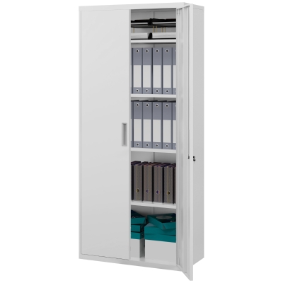 HOMCOM Armoire Bureau Acier 5 Niveaux 4 Étagères Verrouillable Blanc