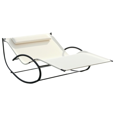 Outsunny Double Sun Lounger Rocking Daybed Cream White
