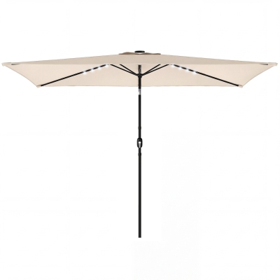 Outsunny Parasol LED 2,9x2,5m Inclinable Métal Crème