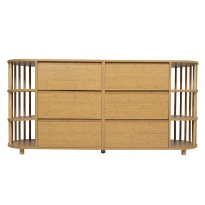 Cassettiera 6 cassetti in bambù, Color legno