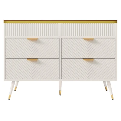 Cassettiera 6 cassetti per camera e soggiorno, Bianco