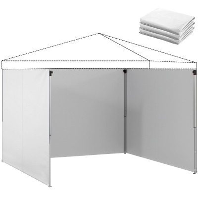 Outsunny 3 Seitenwände für Pavillons 3x3 m 300x200 cm Ersatz-Seitenwände aus Oxford-Gewebe mit Reißverschluss Weiß