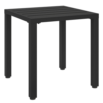 Outsunny Beistelltisch Garten wetterfester Gartentisch mit Lamellendesign, Quadratisch 45 x 45 x 45,5 cm