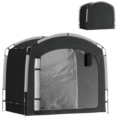 Outsunny Tenda para Bicicletas Abrigo Portátil para 3-4 Bicicletas com 2 Bolsos Laterais 220x150x195 cm Preto