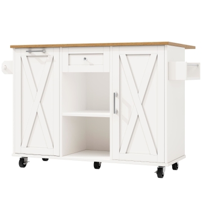 Îlot de cuisine moderne au design pliable, Blanc
