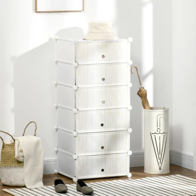 HOMCOM Armoire à Chaussures 6 Cubes Plastique Blanc Empilable