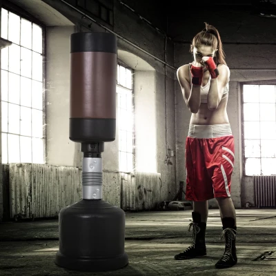 HOMCOM Staande bokszak bokspop bokszak boksdummy in hoogte verstelbaar NIEUW bruin