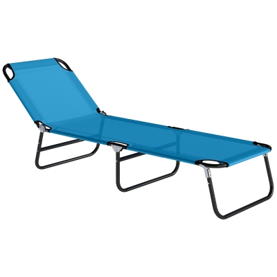 Outsunny Garden Sun Lounger, with Five-Position Back - Sky Blue
