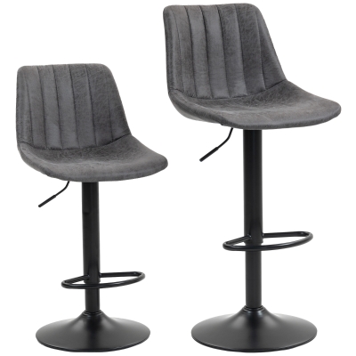 HOMCOM Leathaire Bar Stools Set of 2 Charcoal Grey