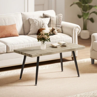 HOMCOM Table Basse Moderne Chêne Noir 100x50x45cm