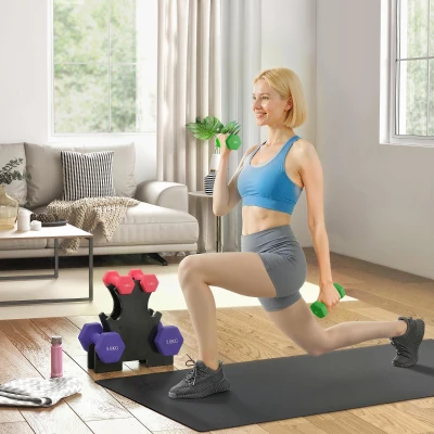 SPORTNOW Hex Dumbbells Set with Dumbbell Rack, Hand Weights for Strength Training Weight Lifting, 2 x 1kg, 2 x 3kg, 2 x 5kg
