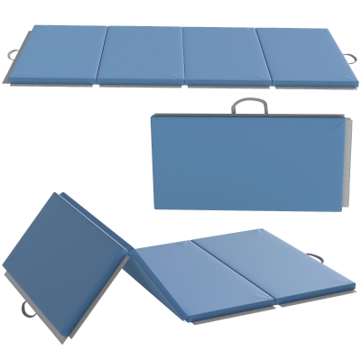 HOMCOM Tapis Gym Pliable 240x120x5cm Synthétique Bleu