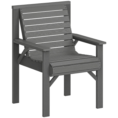 Outsunny Wooden Garden Dining Chair, Outdoor Chair Garden Armchair with Curved Seat and Wide Armrests, Grey