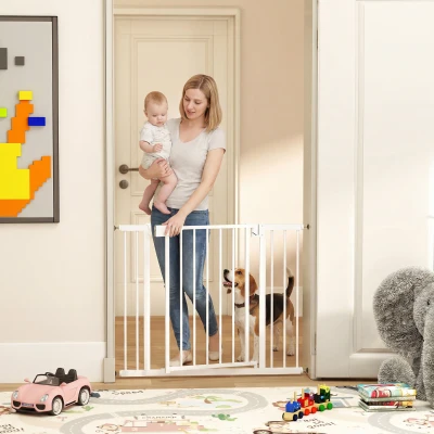 PawHut Cancellino di Sicurezza Bimbi e Animali 76-103x76cm Bianco