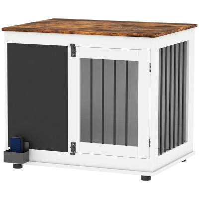 PawHut Cage Chien Intérieur 2 Portes 20kg 80x60x70cm Blanc