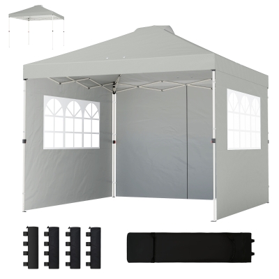 Outsunny Pavillon 3x3m Pliant UV50+ Imperméable Gris Clair
