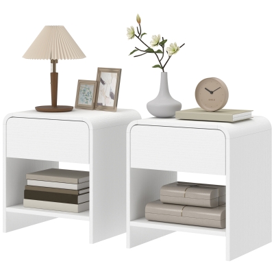 HOMCOM Lot 2 Tables de Chevet Modernes avec Tiroir Blanc