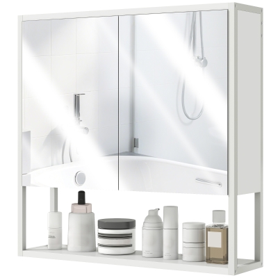 HOMCOM Armoire Murale Salle de Bain Blanc avec Miroir 60x16x60 cm