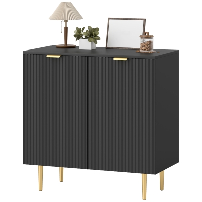 HOMCOM Buffet Cuisine Noir 80x40x80cm 2 Portes Pieds Métalliques