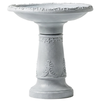 Outsunny Banho para pássaros em resina para exterior, banho redondo de 51 cm com aparência de pedra, comedouro independente, Cinza