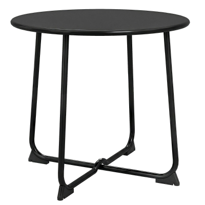 Outsunny 50 cm Round Outdoor Table, Metal Garden Coffee Table with X-shaped Frame and Non-Slip Feet, Black