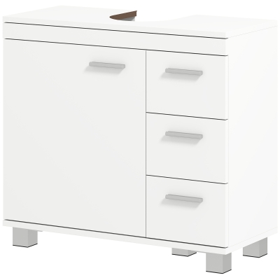 HOMCOM Meuble Sous Lavabo Blanc 70x30x64 cm 3 Tiroirs