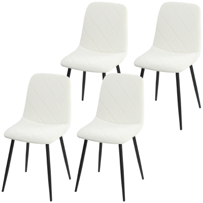 HOMCOM Lot de 4 Chaises Salle à Manger Velours Crème Acier
