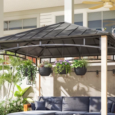 Outsunny Suspensions Plantes Auto-Arrosage 4pcs Noir Métal